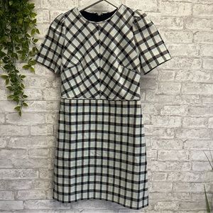 Ann Taylor checkered shirt dress women’s size 2 navy, orange and white
